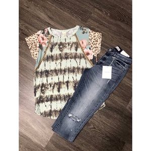 New with Tags 7th Ray Tie Dye Short Sleeve Top